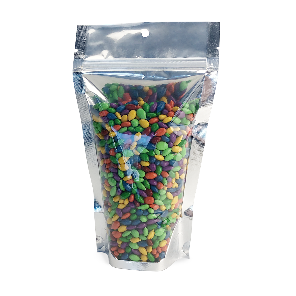 clear and silver blend stand up pouches